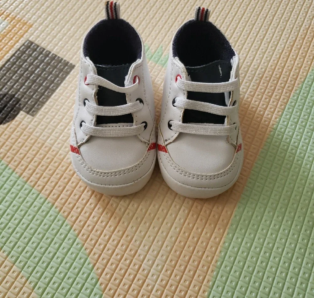 Baby Shoes — White Lace-Up Sneakers & Brown Hook-and-Loop Booties